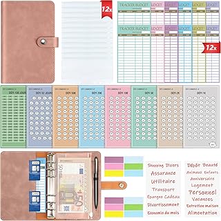 Enveloppe Budget Francais A6 Classeur Budget Planner - Carnet Budget avec 8 Défi de l'économie d'argent - Classeur Budget Francais Complet pour Économiser de l'argent, Planifier vos Dépenses